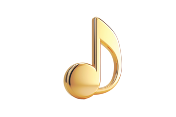 a gold musical note on a white surface