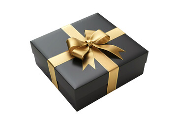 a black box with a gold ribbon