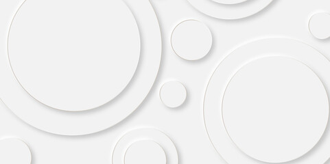 Abstract white circle shape geometric line background. abstract seamless modern white and gray color technology concept geometric circle vector background neomorphism style poster, banner design