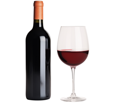 a bottle and glass of wine