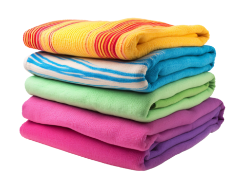 a stack of colorful towels