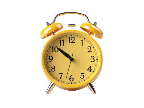 a yellow alarm clock with bells