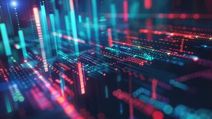 Obraz premium Conceptual savings chart with futuristic tech elements and blue hues