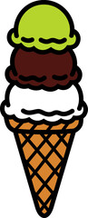 Illustration of three stacked ice cream cones