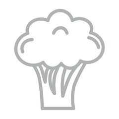 Broccoli Vector Line Grey Icon Design