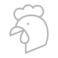 Chicken Vector Line Grey Icon Design