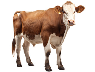 a cow standing on a white background