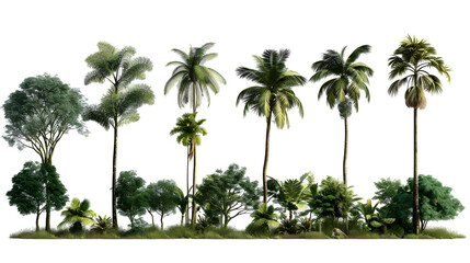 trees collection on white background,generative ai