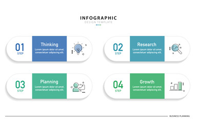 Business infographic template. 4 Step timeline journey. Process diagram, 4 options on white background, Infograph elements vector illustration.