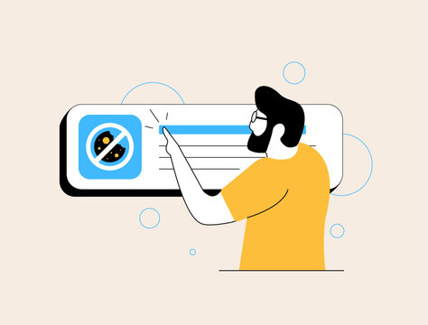 Cookieless advertising targets users without relying on browser cookies, using alternative data methods to maintain privacy. Cookieless ads tracking for digital privacy vector illustration