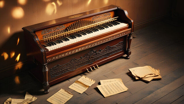A harmonium placed in a room. generated ai