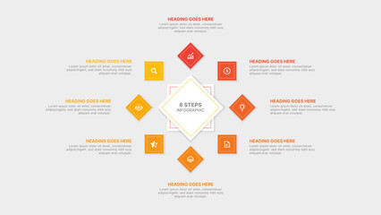 Modern Square Business Infographic Template Design with 8 Options