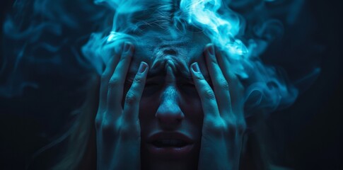 Fototapeta premium negative wakefulness expresses sadness through a sense of restless and unresolved emotion. 