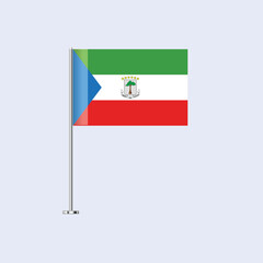Isolated Equatorial Guinea Table Flag on Pole, Equatorial Guinean Flag Vector Design for Print and Web