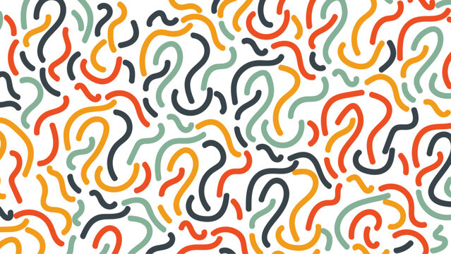 Fun colorful line doodle seamless pattern. Creative minimalist style art background for children or trendy design with basic shapes. Simple childish scribble. Abstract squiggle pattern background.