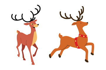 Two cute deer vector style silhouette illustration.