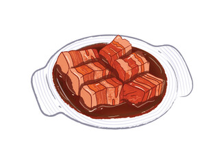 Roasted red-braised pork belly in a bowl
