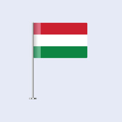 Isolated Hungary Table Flag on Pole, Hungarian Flag Vector Design for Print and Web