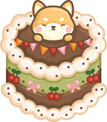 a vector of a birthday cake with a theme