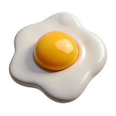 A fried egg 3D render icon isolated on white background