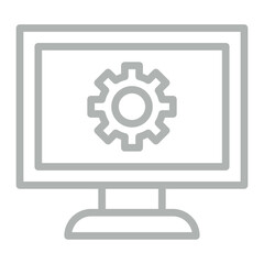 Monitor Vector Line Grey Icon Design