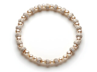 Luxurious Pearlescent Frame with Glittering Embellishments Opulent Jewelry Decor Isolated on White Background