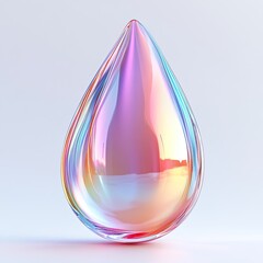 3D Holo abstract futuristic teardrop isolated on white background, 8k, ultra realistic