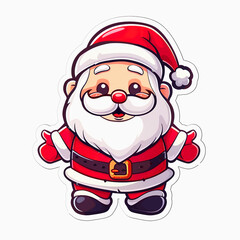 Cheerful Cartoon Santa Claus with a Red Suit and White Beard