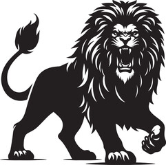 Angry Lion roar Silhouette isolated on white background Minimalist lion vector shape icon