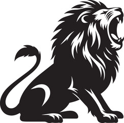 Angry Lion roar Silhouette isolated on white background Minimalist lion vector shape icon