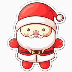 Cartoon Santa Claus with White Beard and Red Hat