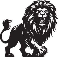 Angry Lion roar Silhouette isolated on white background Minimalist lion vector shape icon