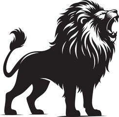 Angry Lion roar Silhouette isolated on white background Minimalist lion vector shape icon