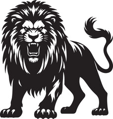 Angry Lion roar Silhouette isolated on white background Minimalist lion vector shape icon