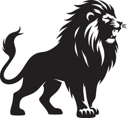 Angry Lion roar Silhouette isolated on white background Minimalist lion vector shape icon