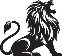 Angry Lion roar Silhouette isolated on white background Minimalist lion vector shape icon