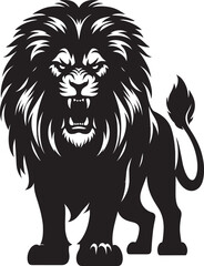 Angry Lion roar Silhouette isolated on white background Minimalist lion vector shape icon
