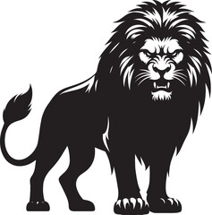 Angry Lion roar Silhouette isolated on white background Minimalist lion vector shape icon