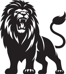 Angry Lion roar Silhouette isolated on white background Minimalist lion vector shape icon