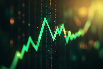 A green line with a downward slope is displayed on a black background