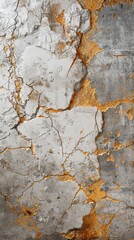 Vintage Exterior with Rust and Marble Textures Highlighted by White and Gold Stains, Accented by Earthy Stripes Along Concrete Boundaries