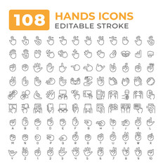 Devices holding hands gestures line icons big set. Using gadgets. Finger touchscreen. Deaf sign language asl iconset outline pictograms. Isolated linear vector illustrations. Editable stroke