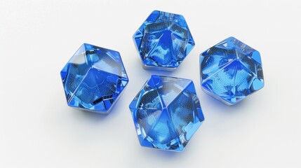 Fototapeta premium Blue Crystal Stones on White Surface