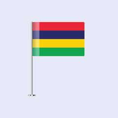 Isolated Mauritius Table Flag on Pole, Mauritian Flag Vector Design for Print and Web