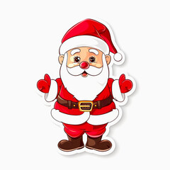 Cartoon Santa Claus in Red Suit and Hat with White Beard