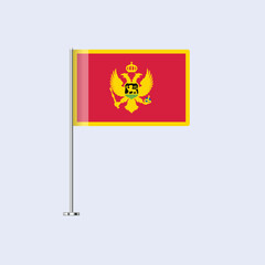 Isolated Montenegro Table Flag on Pole, Montenegrin Flag Vector Design for Print and Web