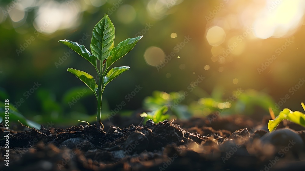 Wall mural budding growth sprouting seed representing promise of new beginnings