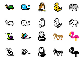 Pixel Art - Animals - Illustrator