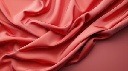 Obraz premium Photorealistic image of red silk curtain with folds and creases.