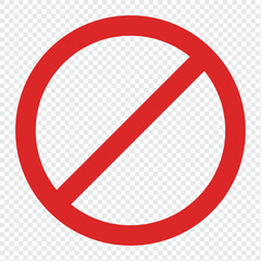 Isolated red Not Allowed sign, Prohibition sign or stop sign illustration